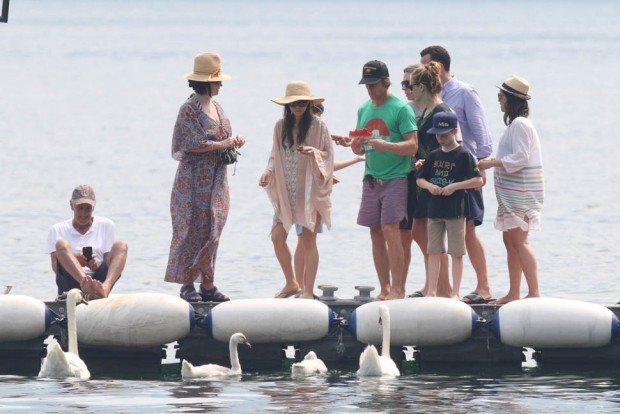 Julia Roberts with her husband Danny Moder at Clooney's Home in Como Lake