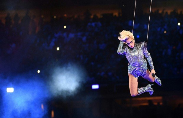 Singer Lady Gaga performs during the halftime show of Super Bowl LI at NGR Stadium in Houston, Texas, on February 5, 2017. / AFP / Timothy A. CLARY (Photo credit should read TIMOTHY A. CLARY/AFP/Getty Images)