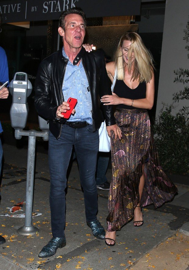Dennis Quaid and a shy Mystery Blonde girl were seen leaving dinner at 'Craigs' Restaurant in West Hollywood, CA Pictured: Dennis Quaid Ref: SPL5089671 150519 NON-EXCLUSIVE Picture by: SPW / SplashNews.com Splash News and Pictures Los Angeles: 310-821-2666 New York: 212-619-2666 London: 0207 644 7656 Milan: 02 4399 8577 photodesk@splashnews.com World Rights