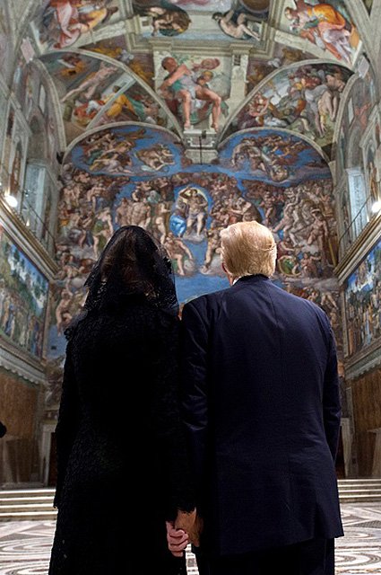 U.S. President Trump visits the Sistine Chapel in Vatican